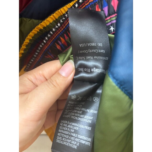 FARM Rio Cerrado Sky Reversible Puffer Jacket Black & White Rainbow Size S - Picture 15 of 16